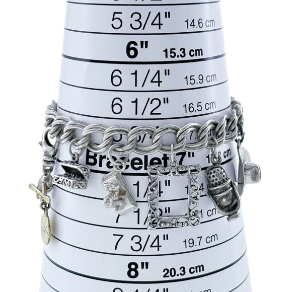 Vintage Sterling Silver 925 Charm Bracelet with 6 Unique Charms 7" - Picture 4 of 6